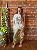 100% Cotton Harem Foldover Waistband Patchwork Pant - Fair Trade Made -Multiple Colors Available
