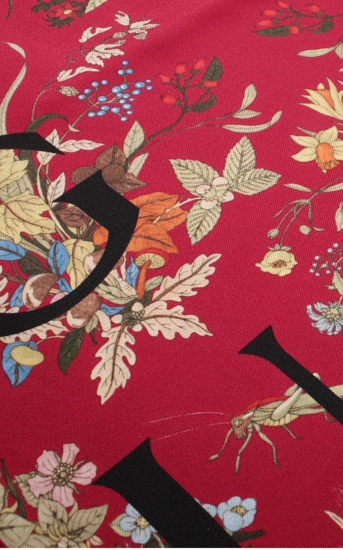 Gucci 100th Anniversary Floral Silk Scarf Burgundy - Runway Catalog