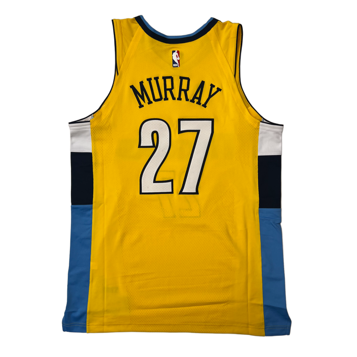 Back view Yellow basketball jersey with 'Murray' in navy and number '27' in white with Navy outline on a white background