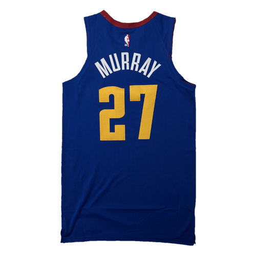Back view Royal Blue basketball jersey with 'Murray' in white and number '27' in yellow on a white background