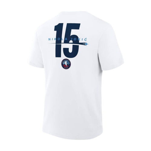A navy blue Nikola Joki? Denver Nuggets NBA All-Star short-sleeve graphic t-shirt featuring custom commemorative prints.