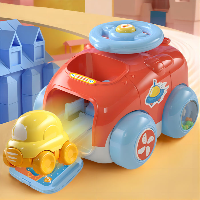 3-in-1 Fun Flick & Go Car Set – No Battery, No Winding, Easy-Grip Baby Toy with Bidirectional Glide & Compact Storage 18 Months + - Little Kooma