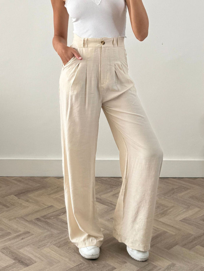 Albi Wide Leg Trouser / Cream - Style Cheat