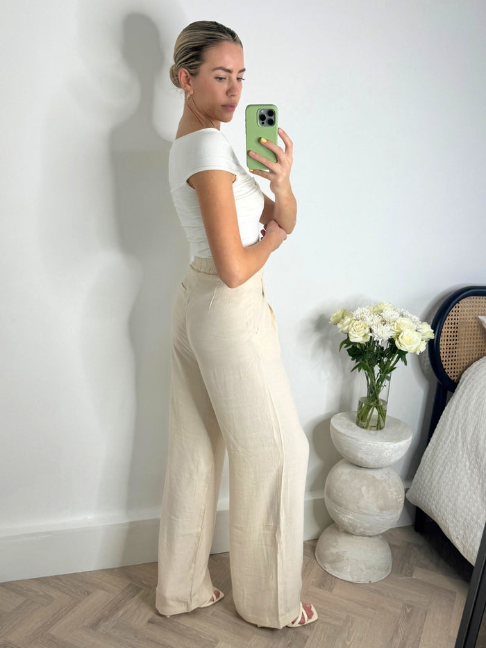 Albi Wide Leg Trouser / Cream - Style Cheat