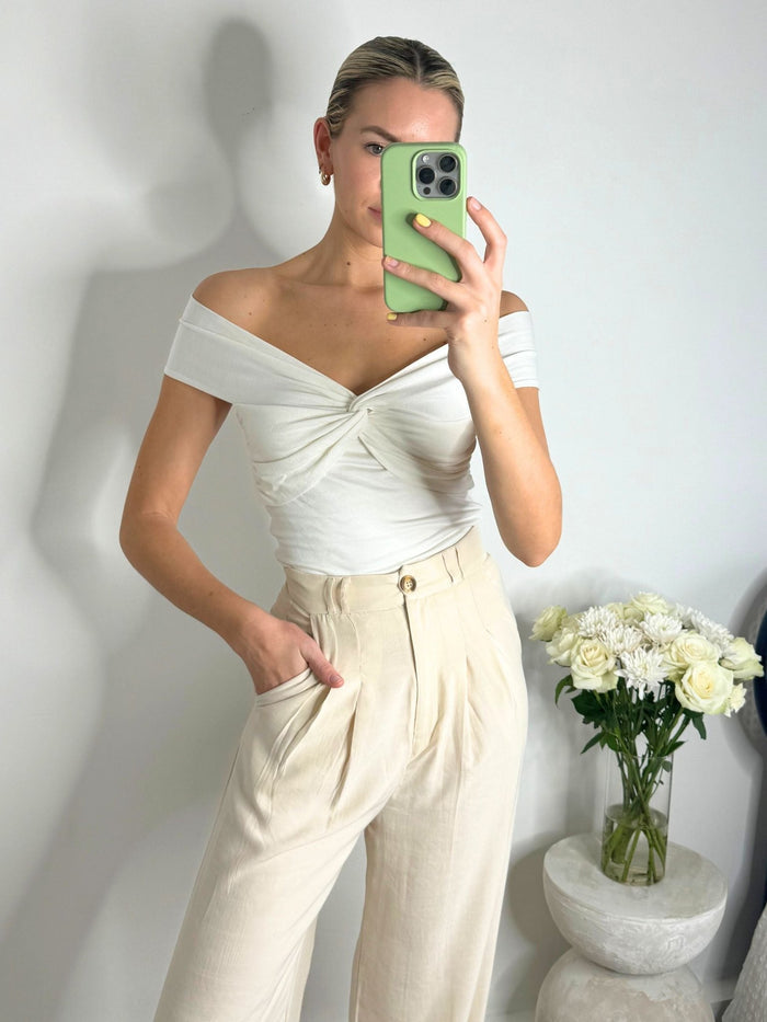 Albi Wide Leg Trouser / Cream - Style Cheat