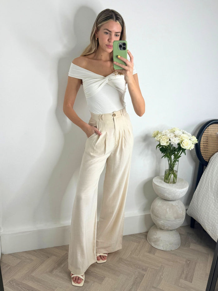 Albi Wide Leg Trouser / Cream - Style Cheat