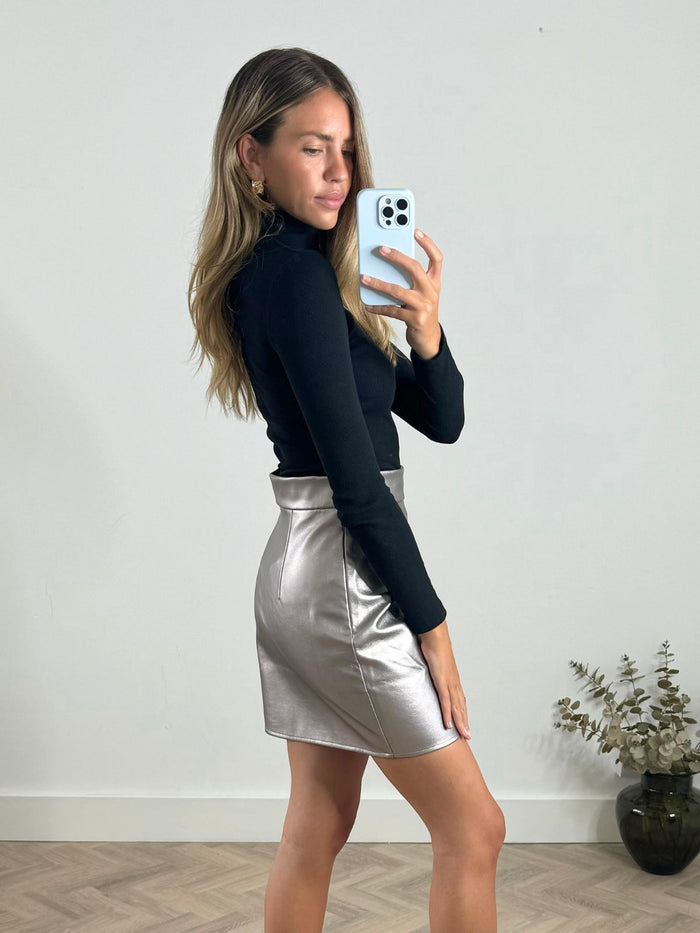 Andie Pu Mini Skirt in Metallic - Style Cheat