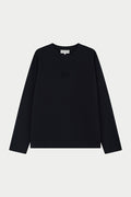 Black long-sleeve shirt on a light grey background