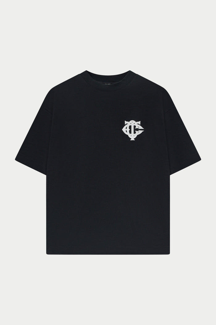 APPLIQUE MONOGRAM EMBLEM T-SHIRT - BLACK