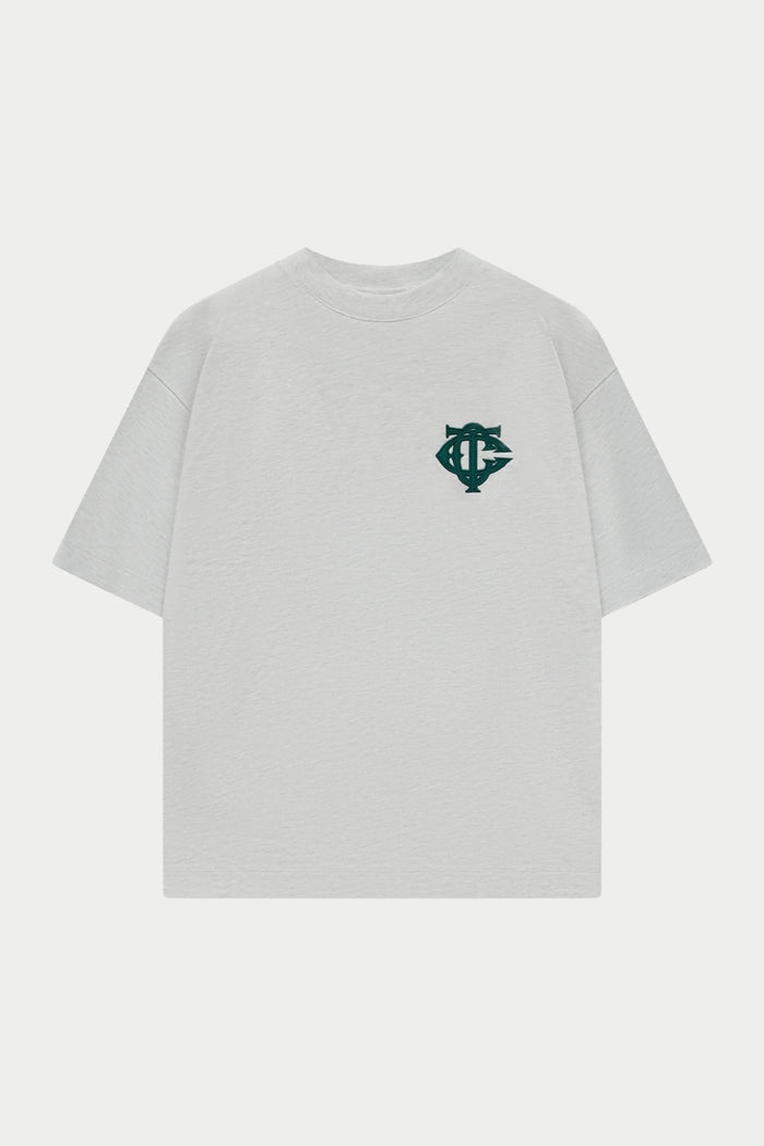 APPLIQUE MONOGRAM EMBLEM T-SHIRT - GREY MARL
