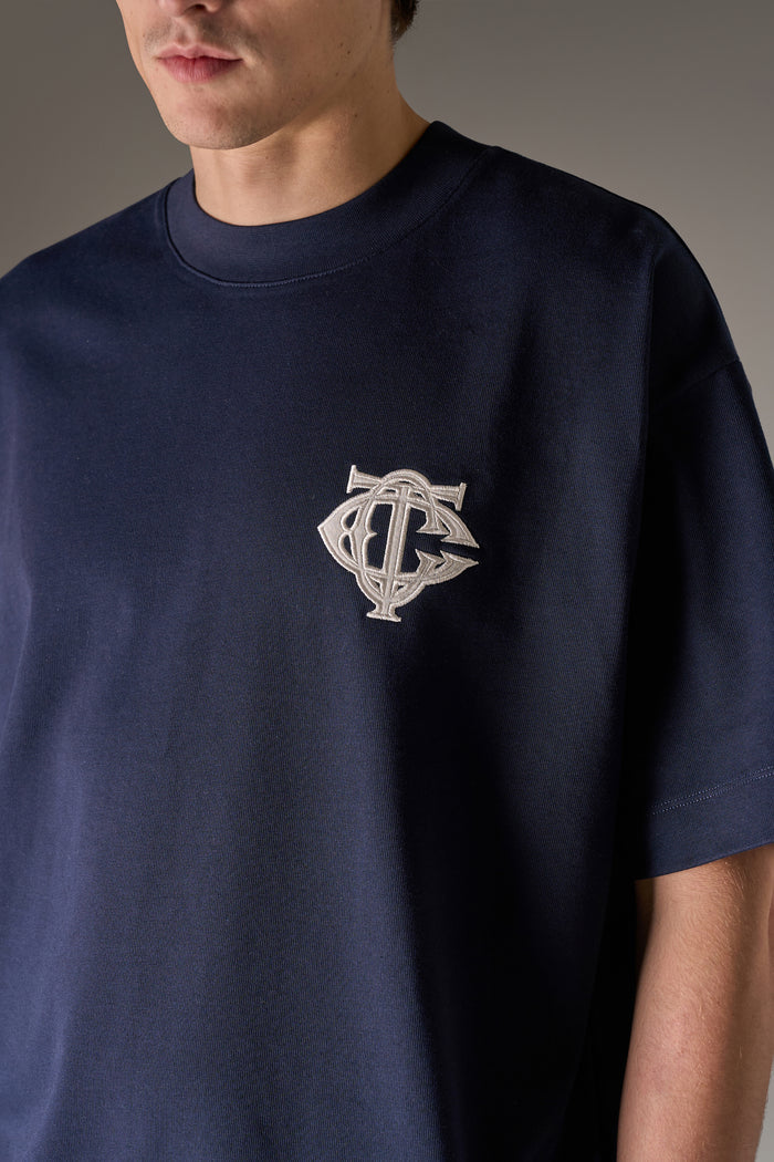 APPLIQUE MONOGRAM EMBLEM T-SHIRT - NAVY