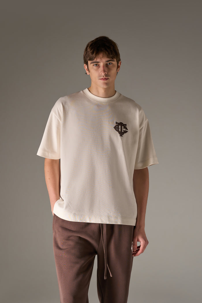 APPLIQUE MONOGRAM EMBLEM T-SHIRT - OFF WHITE