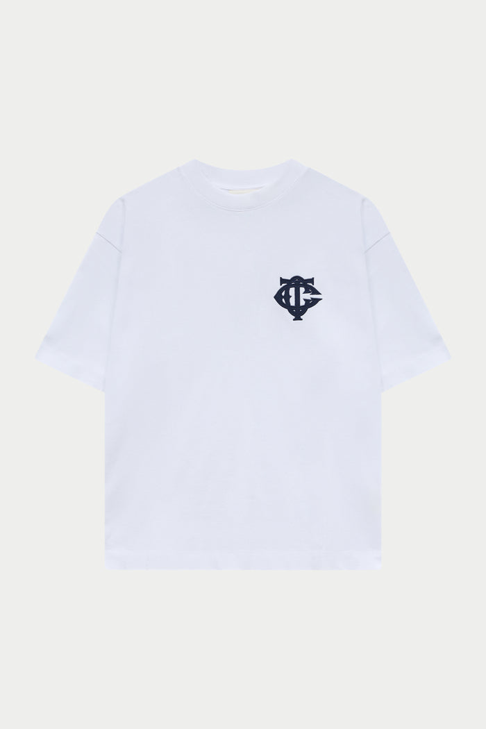 APPLIQUE MONOGRAM EMBLEM T-SHIRT - WHITE NAVY