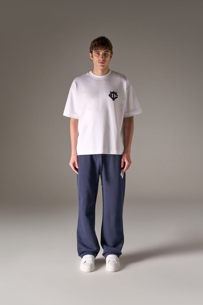 APPLIQUE MONOGRAM EMBLEM T-SHIRT - WHITE NAVY