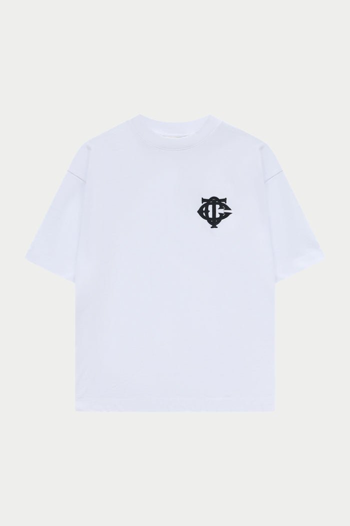 APPLIQUE MONOGRAM EMBLEM T-SHIRT - WHITE