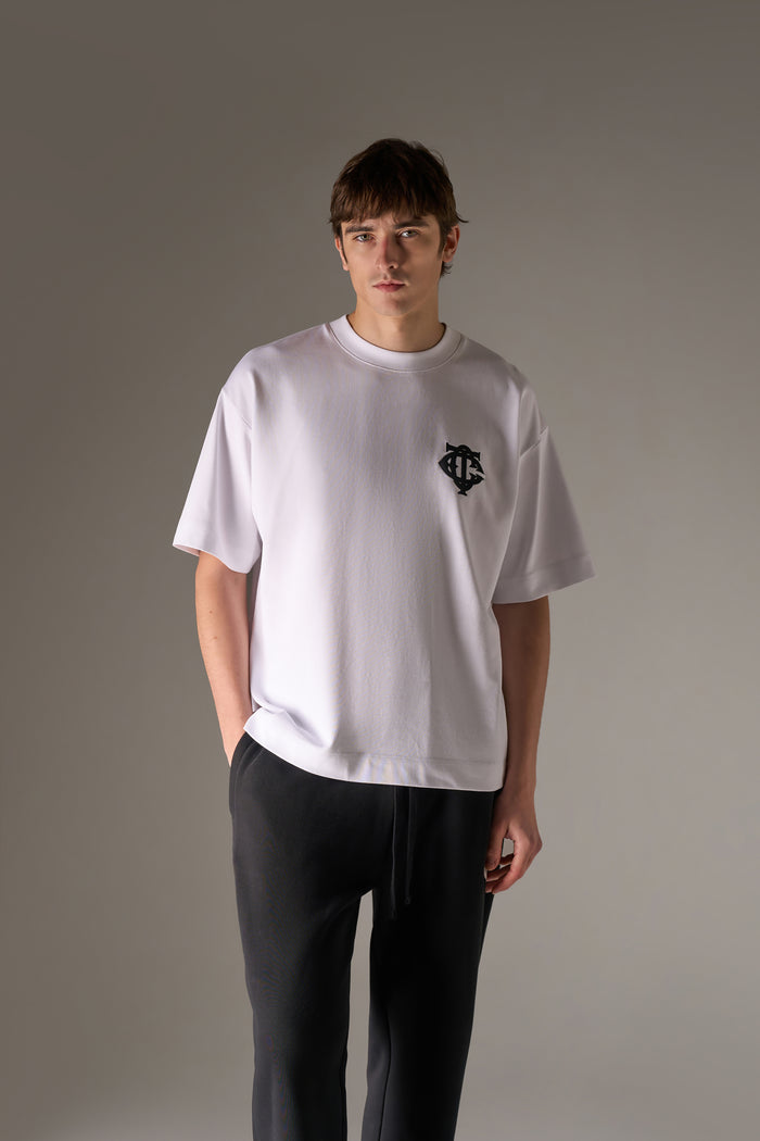 APPLIQUE MONOGRAM EMBLEM T-SHIRT - WHITE