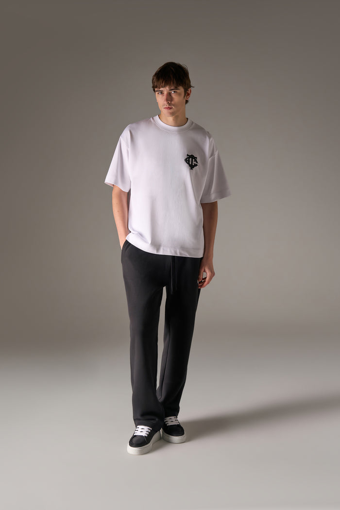 APPLIQUE MONOGRAM EMBLEM T-SHIRT - WHITE