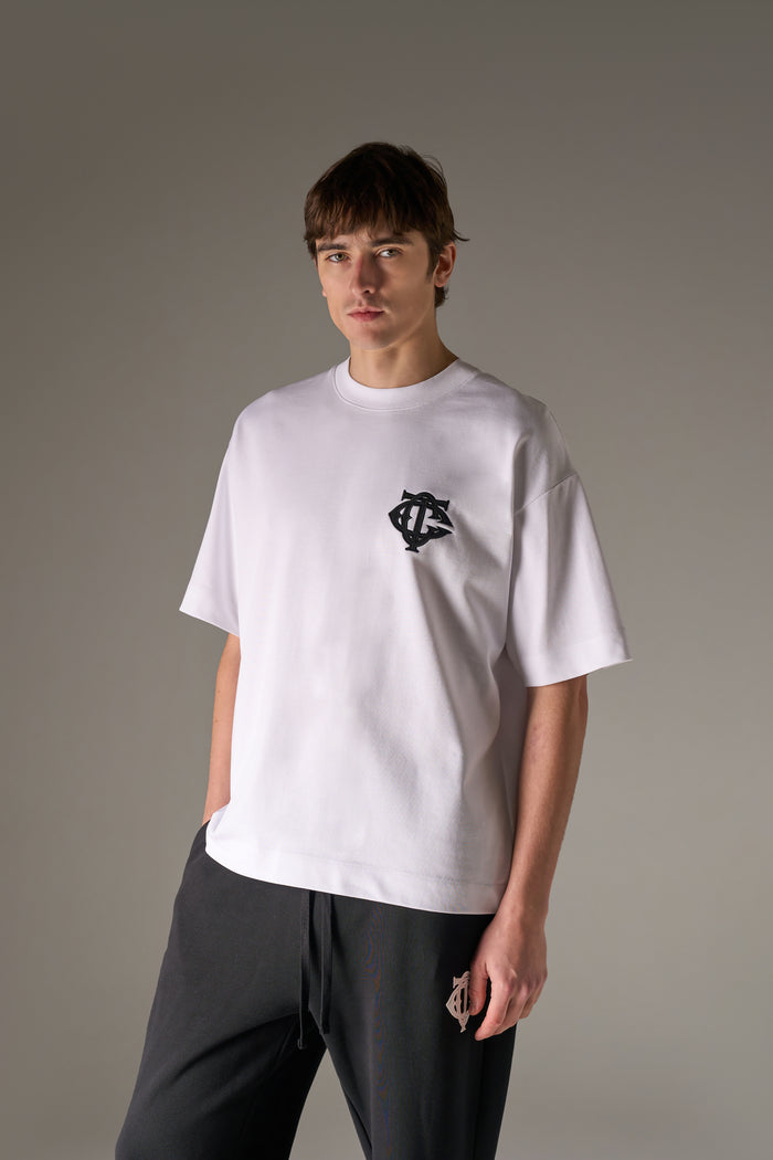 APPLIQUE MONOGRAM EMBLEM T-SHIRT - WHITE
