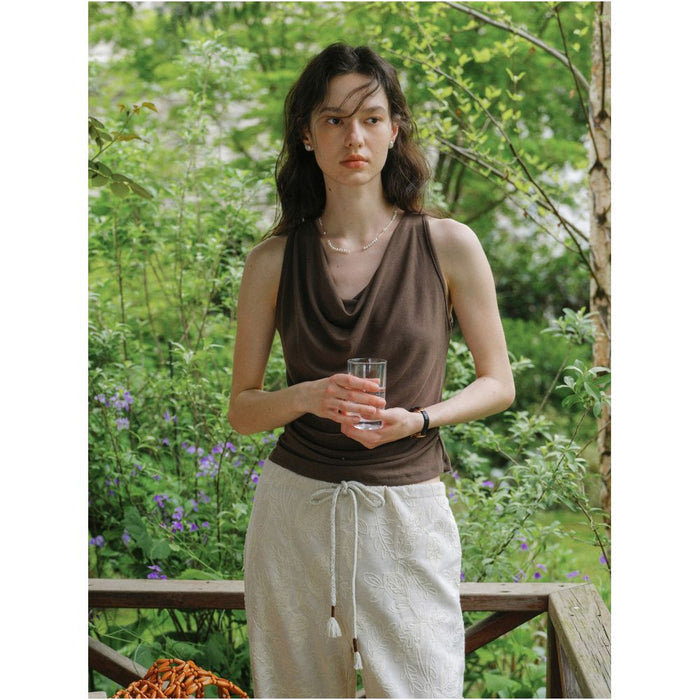 Clean Sense Gentle Ruffled Sleeveless Vest with Flowy Ruffled Neck Styling image 0