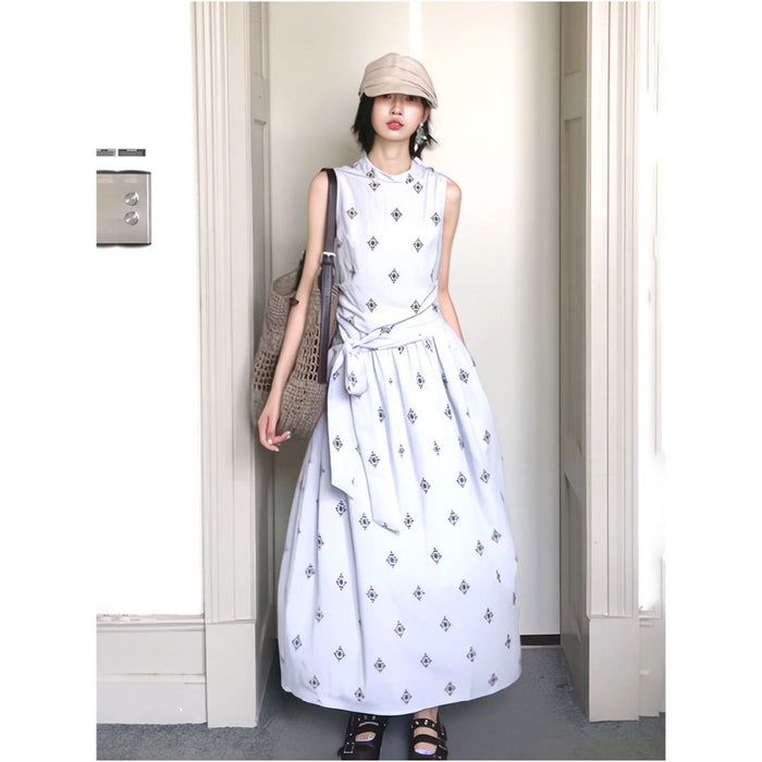 ASAYA7408 – Riviera Muse Printed Maxi Dress 🩵🖤