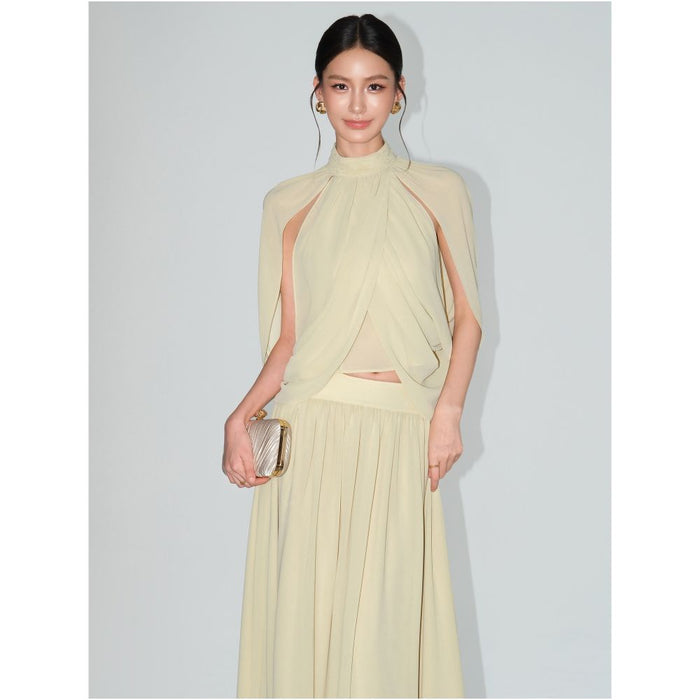 ASAYA7451 – Élan Draped Cape Set 🖤✨