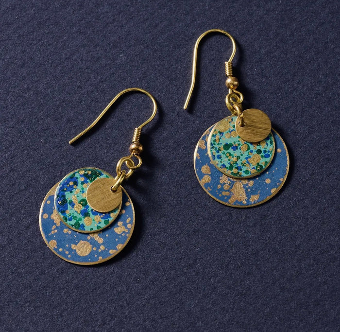 Asha Patina Disc Drop Earrings- Fair Trade Made- Final Sale