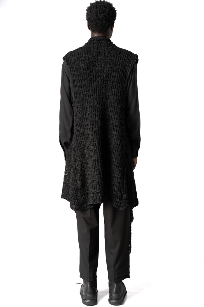 Asymmetric wool-blend bouclé gilet, Black