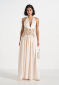 ava-halterneck-embellished-corset-gathered-maxi-dress-cream