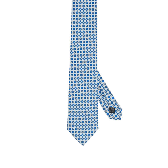 Baby Blue 100% Italian Silk Tie With Micro Blue Floral Pattern
