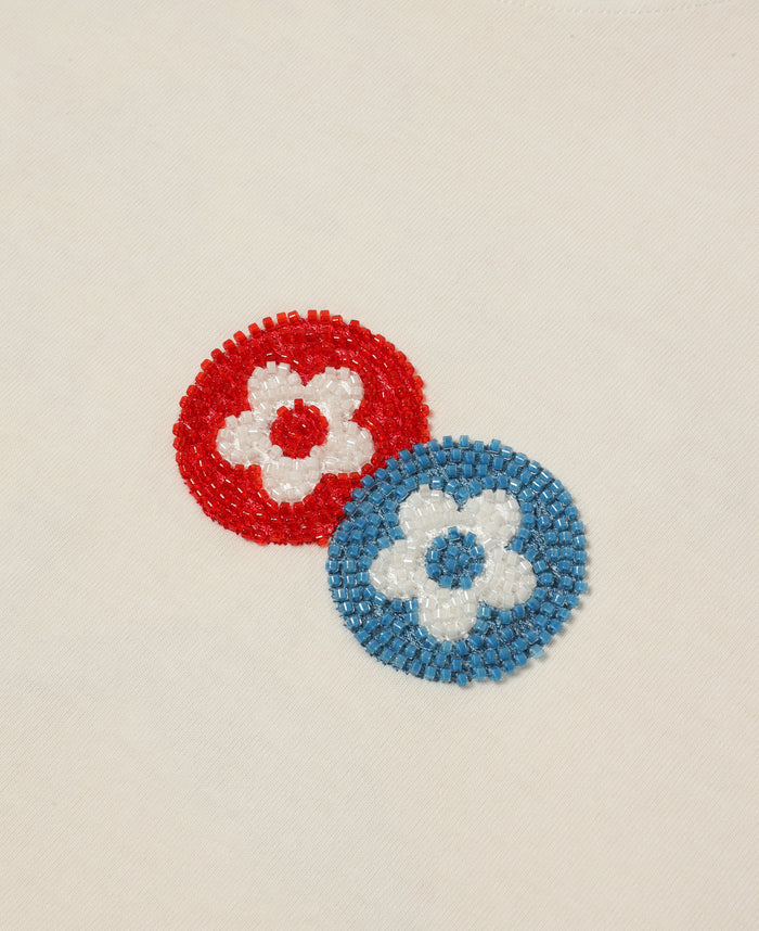 Beads Classic Flower T-Shirt (Off-White)