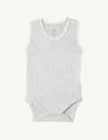 Grey Vegan Organic Sleeveless Baby Bodysuit | Grey Bamboo Baby Sleeveless Bodysuit | Natural Sleeveless Baby Onesie
