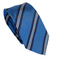 Bright Blue 100% Italian Silk Tie With Light Blue and Ivory Stripes