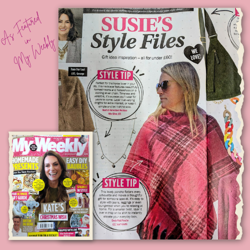 Bright Pink Check Plaid Poncho - Thick Cosy Feel