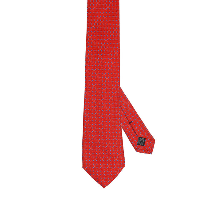 Bright Red 100% Italian Silk Tie With Micro Dotted Pattern