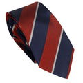 Burgundy 100% Italian Silk Tie With Blue Regimental Stripes