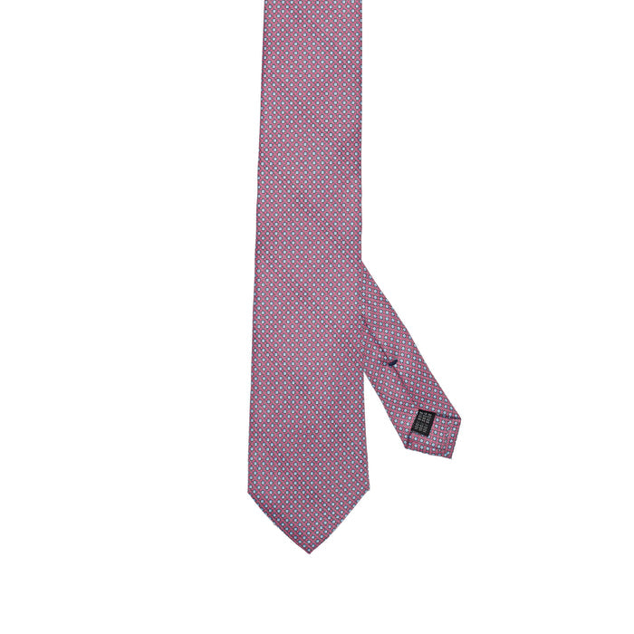 Burgundy Pure 100% Italian Silk Tie with Micro Geometric Pattern