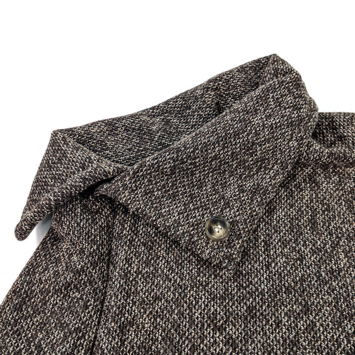 Button Collar Faux Fur Trimmed Poncho - Brown