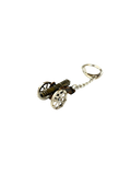 Keychain shaped like a small cannon on a white background