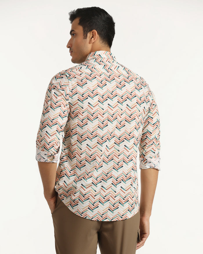 Casual Beige Printed Shirt - Alba