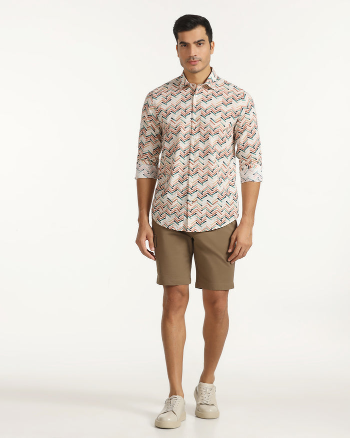 Casual Beige Printed Shirt - Alba