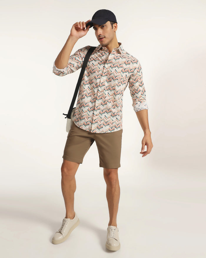 Casual Beige Printed Shirt - Alba