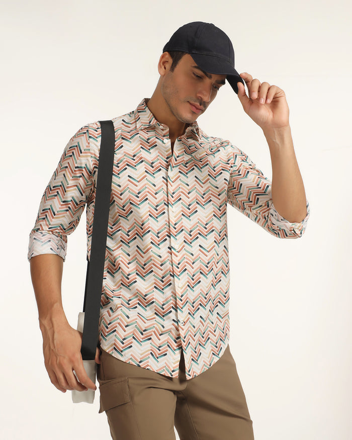 Casual Beige Printed Shirt - Alba