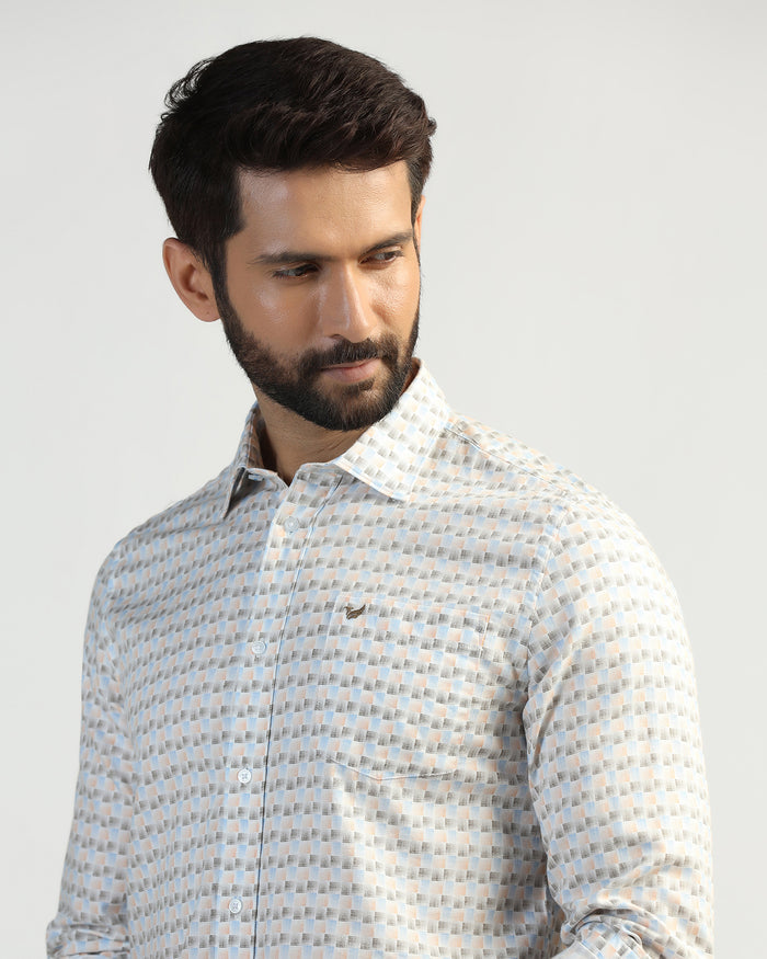 Casual Beige Printed Shirt - Felip