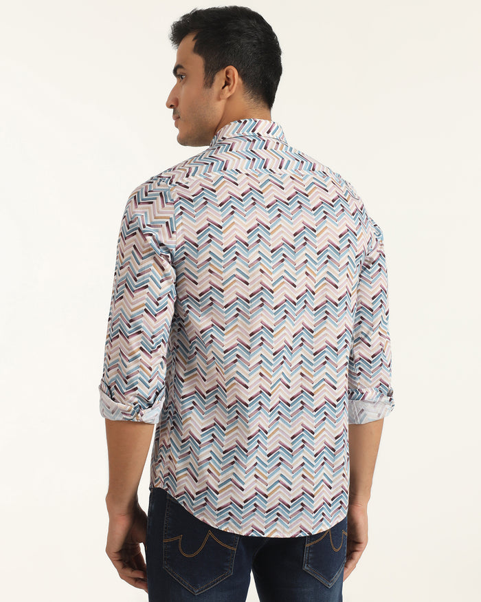 Casual Blue Printed Shirt - Alba