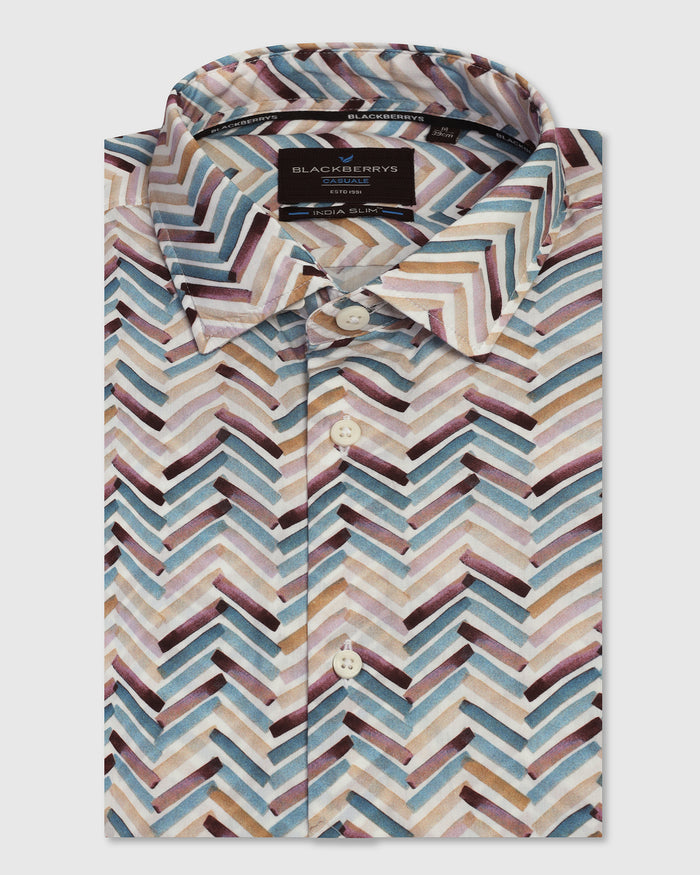 Casual Blue Printed Shirt - Alba