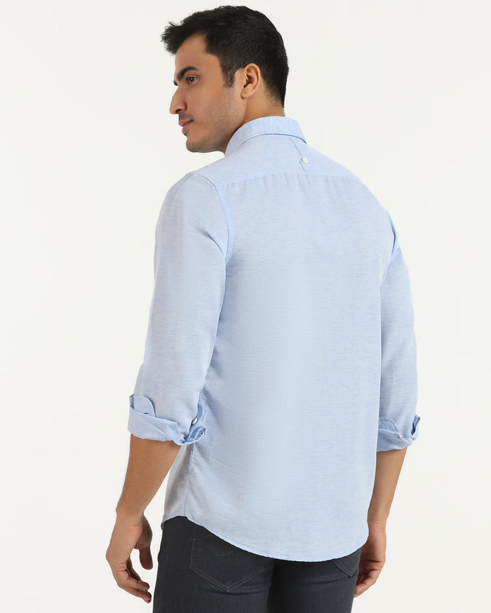 Casual Blue Solid Shirt - Josko