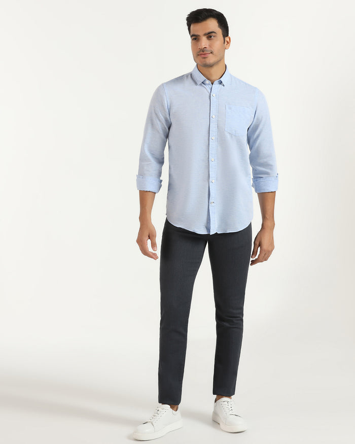 Casual Blue Solid Shirt - Josko