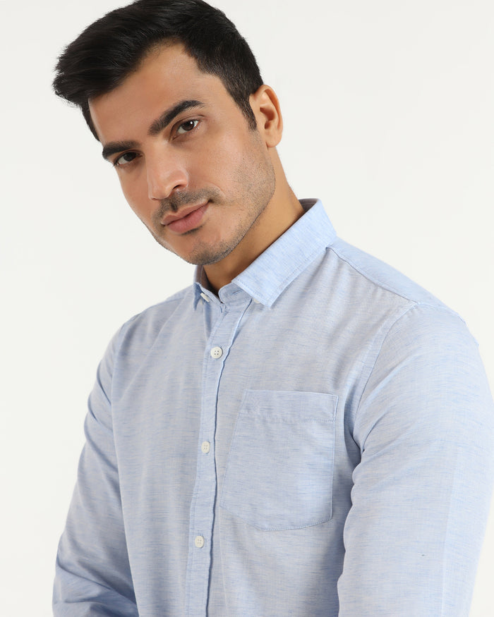 Casual Blue Solid Shirt - Josko
