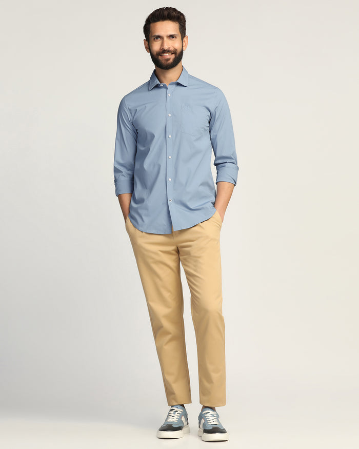 Casual Blue Solid Shirt - Lujo