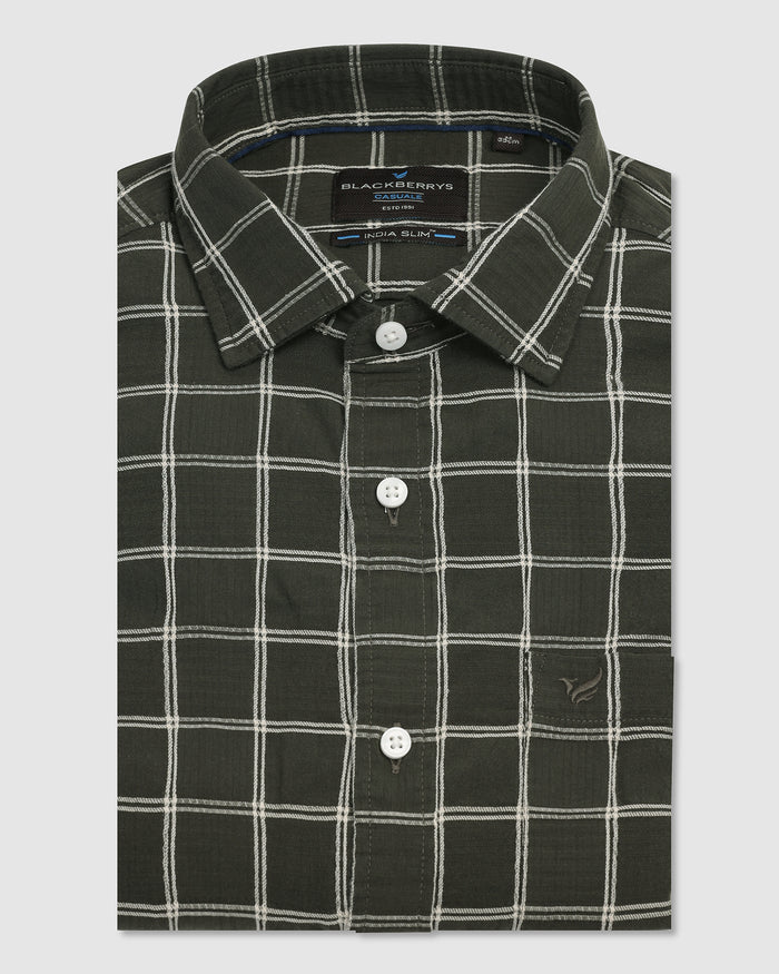 Casual Green Check Shirt - Josen
